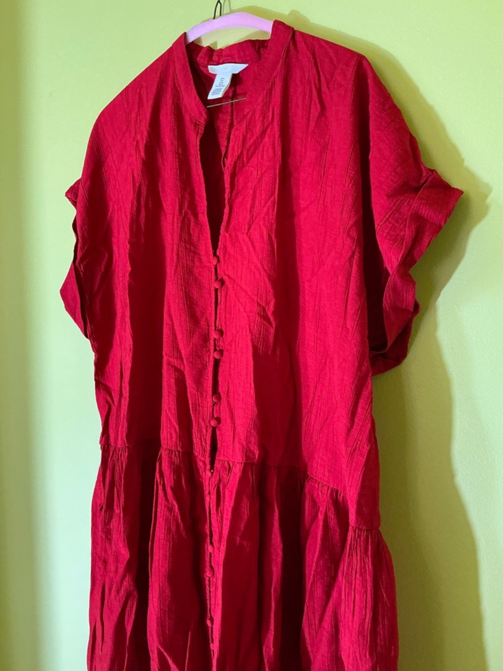 H&M Red Button-Front Casual Dress - Picture 6 of 7